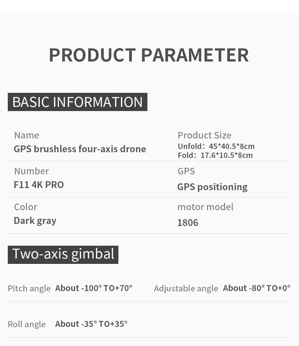 4K Drones 3KM WIFI GPS EIS 2-axis Anti-Shake Gimbal