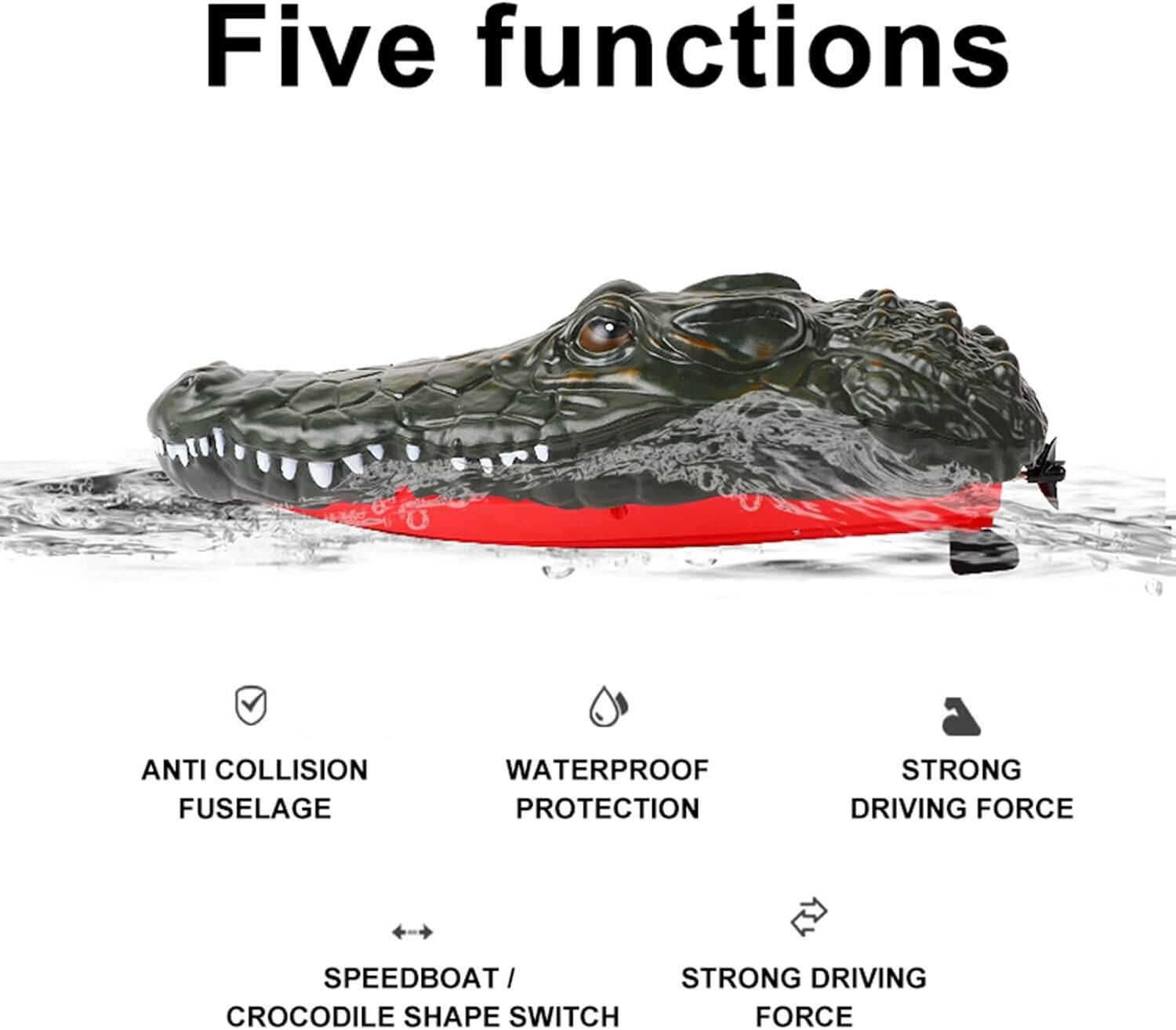 Barco RC de Simulação de Cabeça de Crocodilo Elétrico 10KM/H