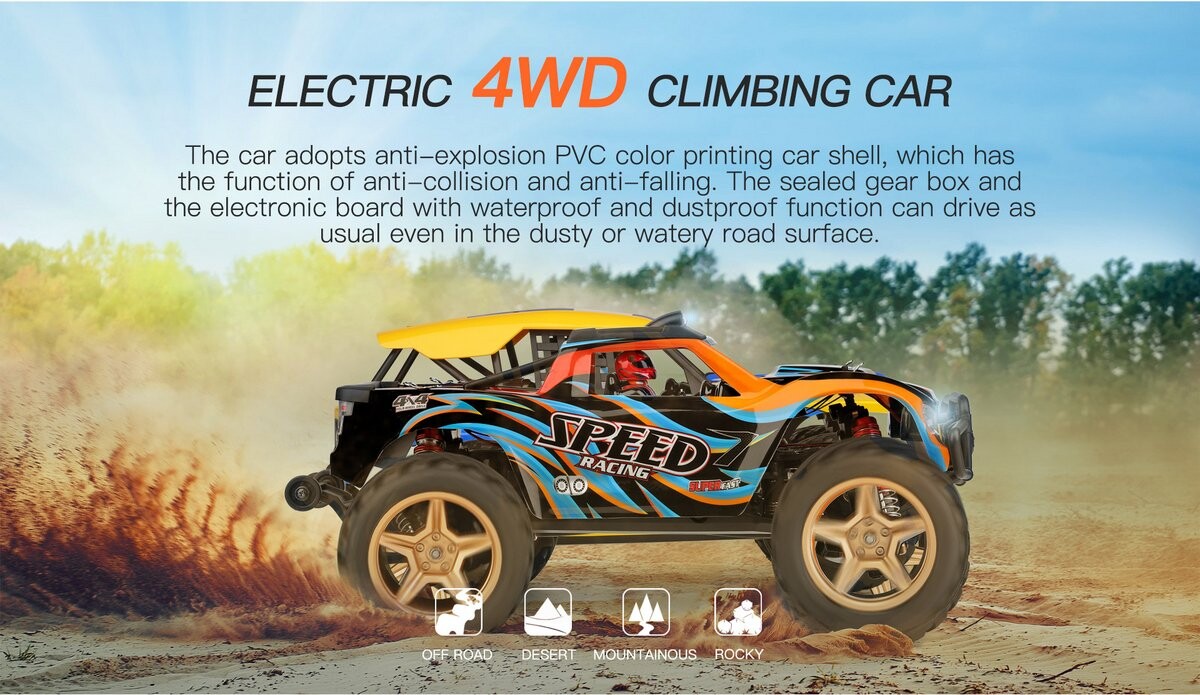 Whizplaymart 2.4G Rásálaíocht RC Cár Ailéir leictreacha 4WD
