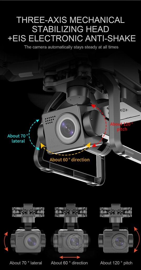 4K RC Drone 3 Axis Gimbal 5G GPS RC Quadcopter