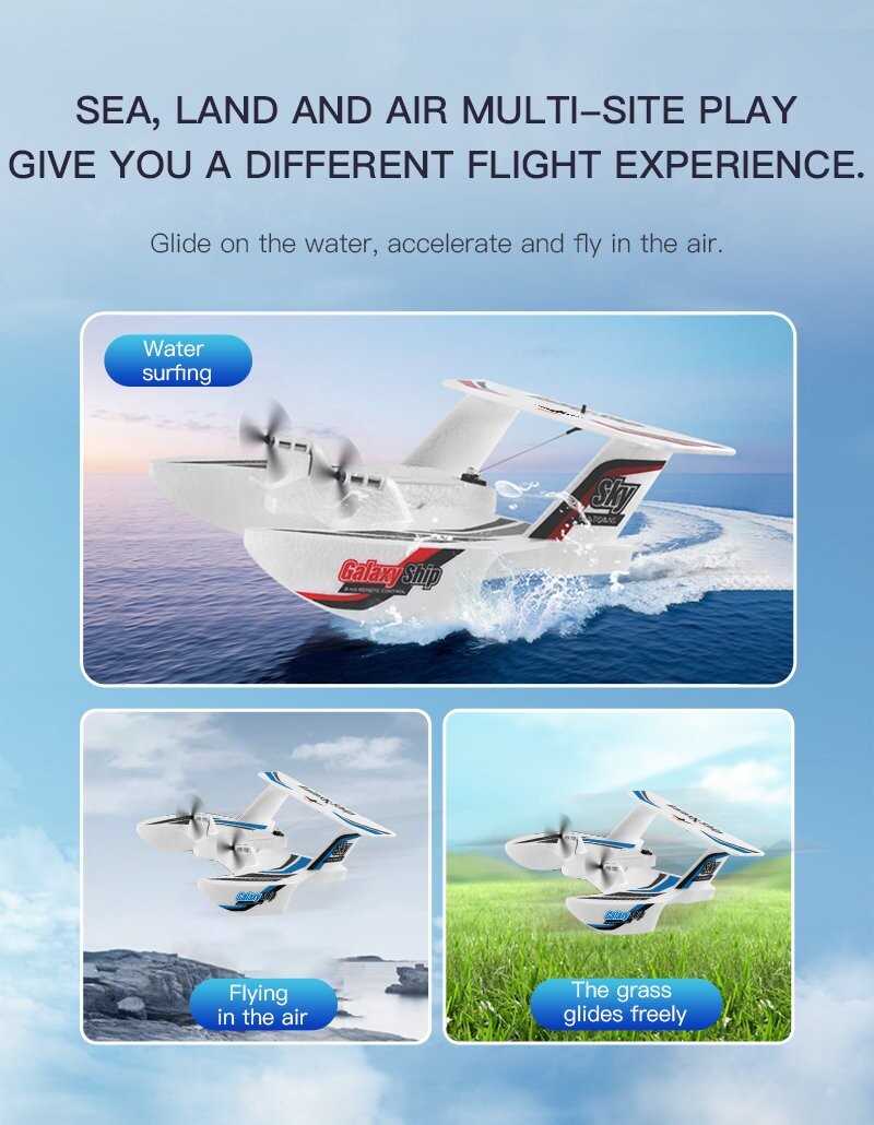 RC Plane Boat 2.4G 3CH Sea Air RC Glider Flying Water Land Toys