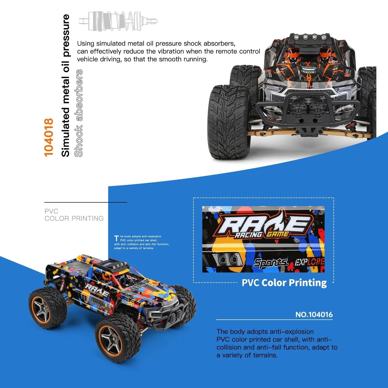 Whizplaymart 2.4G RC Car Large Alloy Electric Crawler Car
