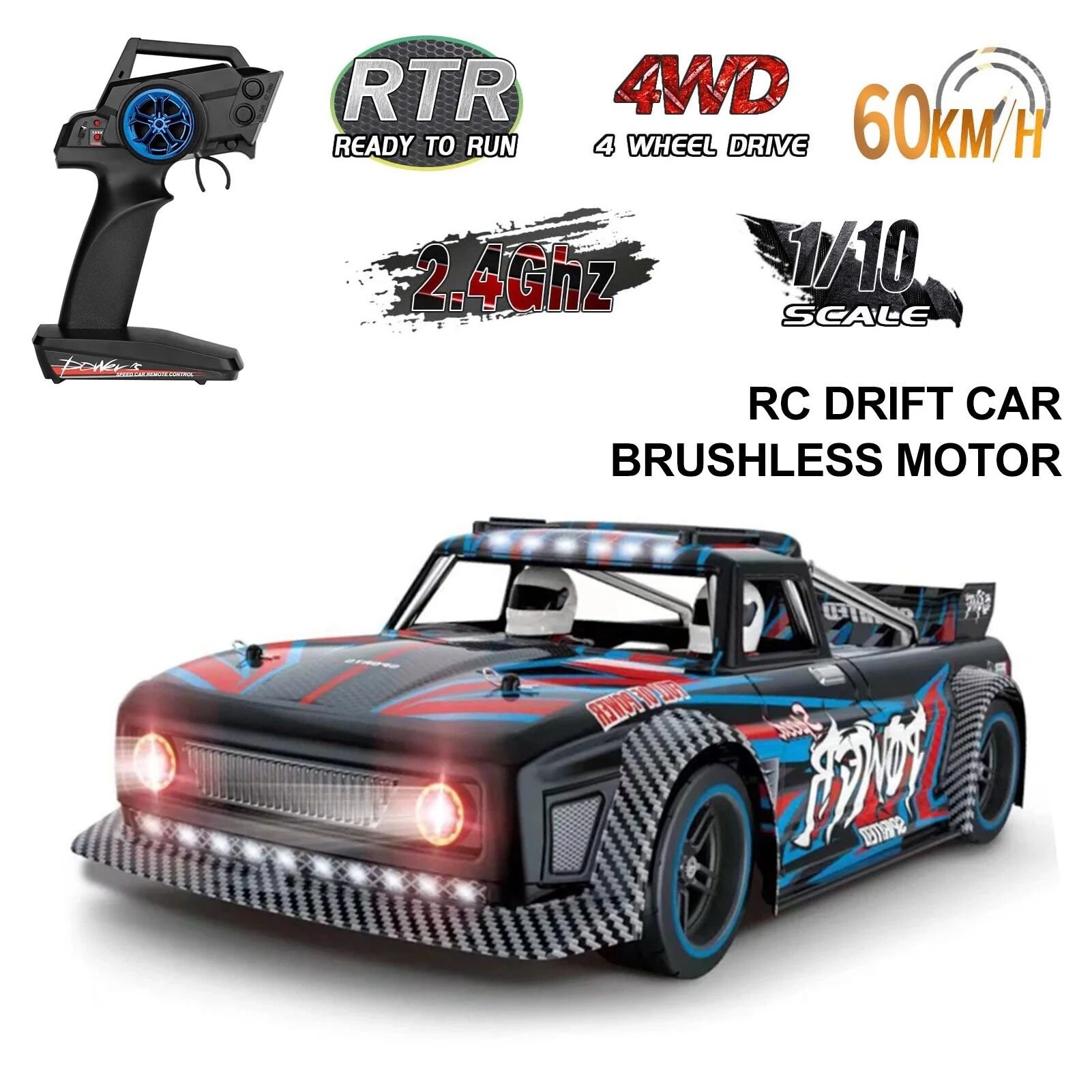 Whizplaymart RC Auto Brushless 4WD Elektrisches Drift Auto