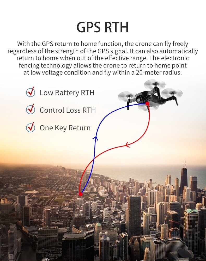 Drone Quadcopter GPS FPV HD 4K con gimbal de tres ejes sin escobillas