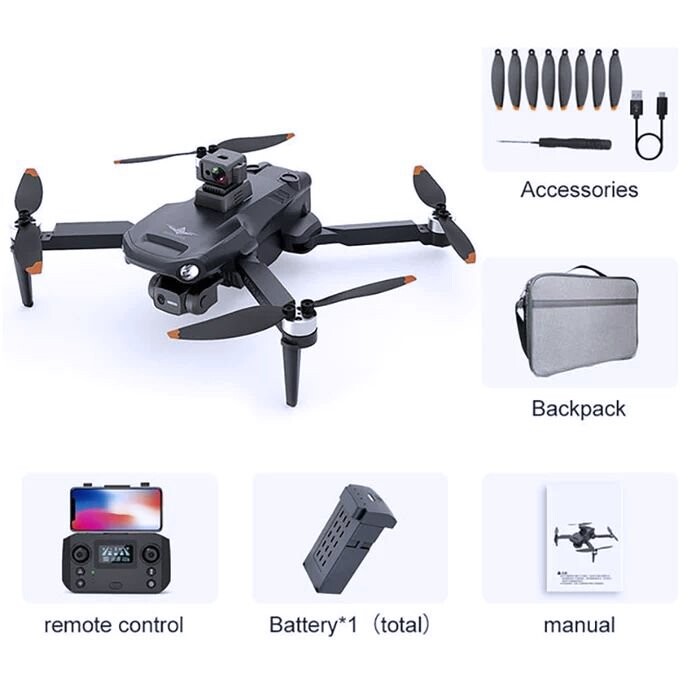 Drone GPS RC con gimbal antivibración de 3 ejes, cámara 4K HD y transmisión de video FPV por Wifi de 5G.