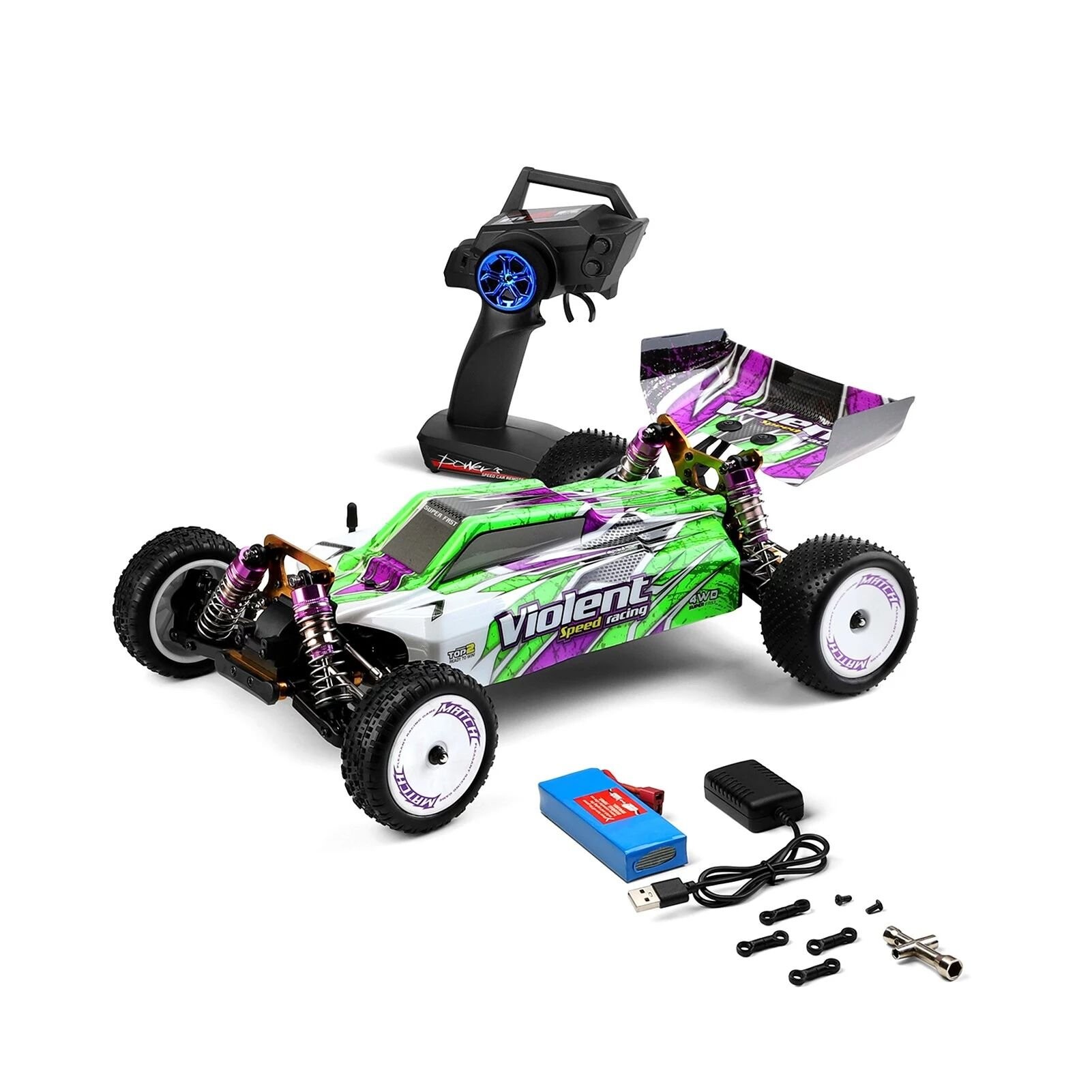 Whizplaymart Coche RC con chasis de metal sin escobillas 4WD
