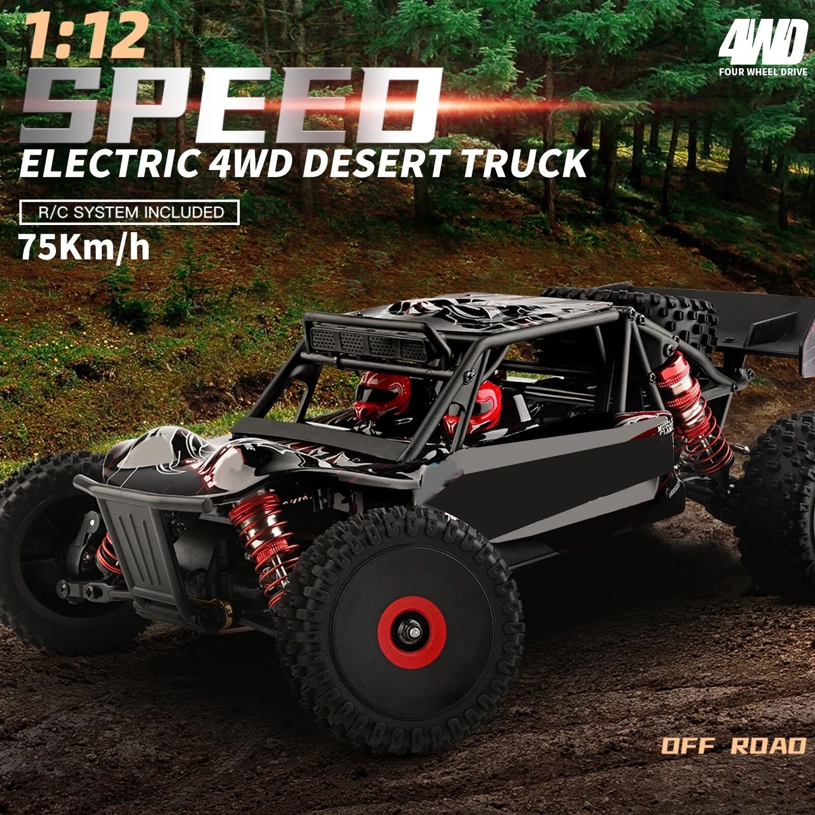 Whizplaymart RC Car V2 2.4G Brushless 4WD Electric CarWhizplaymart Coche RC V2 2.4G Brushless 4WD Coche Eléctrico