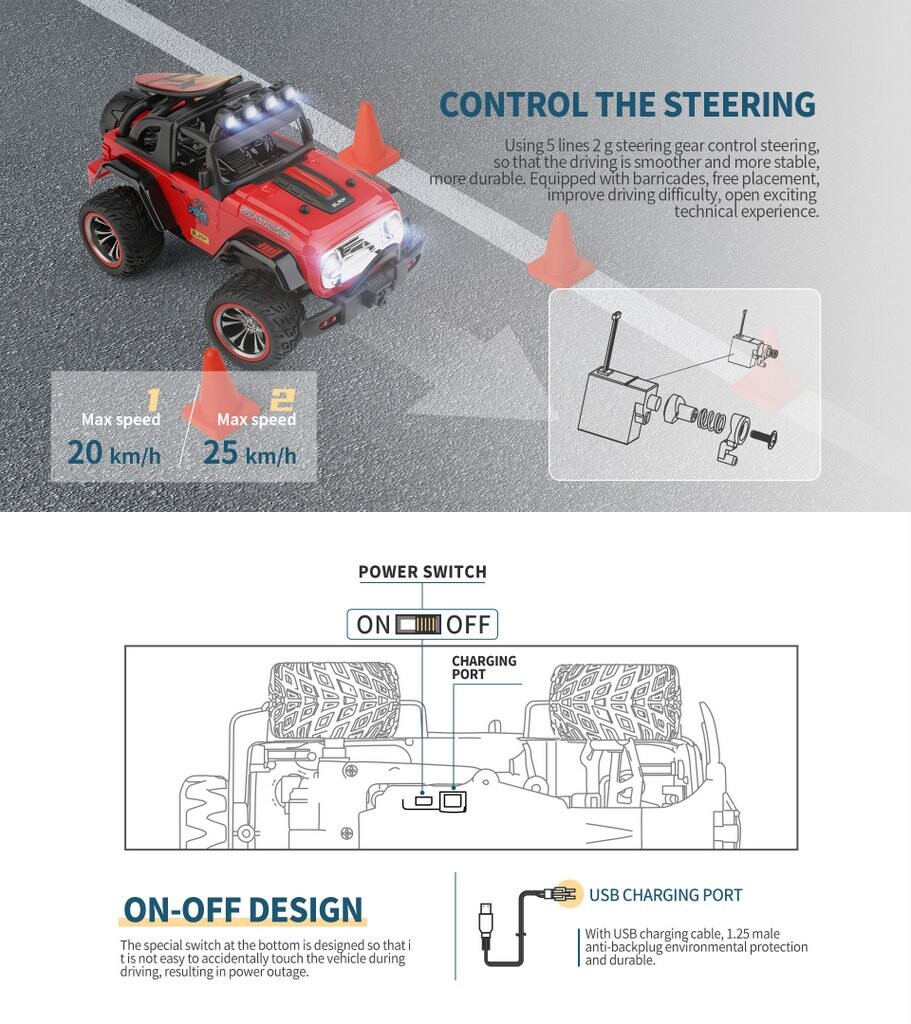 Whizplaymart Mini RC Car Con Luci LED Buggy Trucks